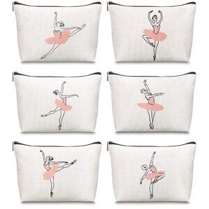 6 Pcs Dance Makeup Bag Gift Dancer Cosmetic Bags Ballet Teacher Gift Toiletry Zi